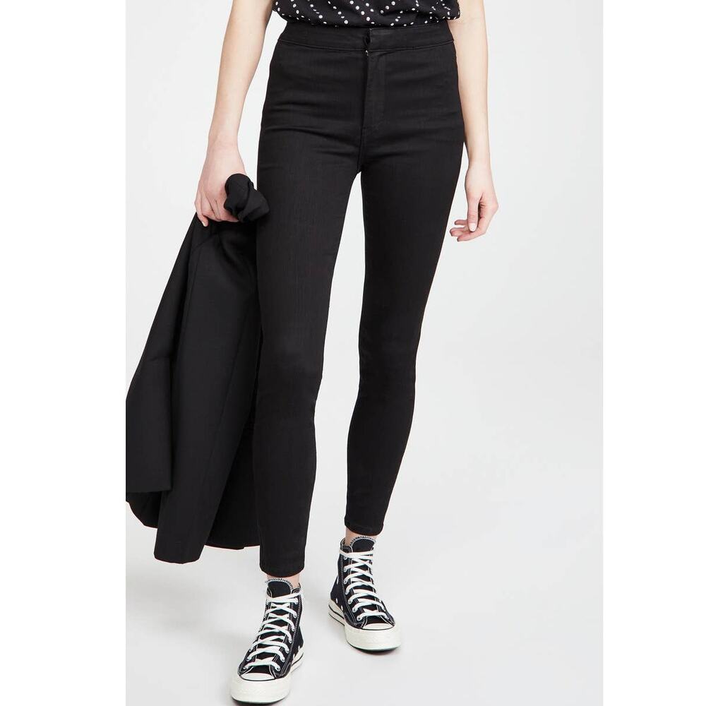 Veronica Beard Malia Flat Front High Rise Skinny Onyx Black Legging Travel Pants